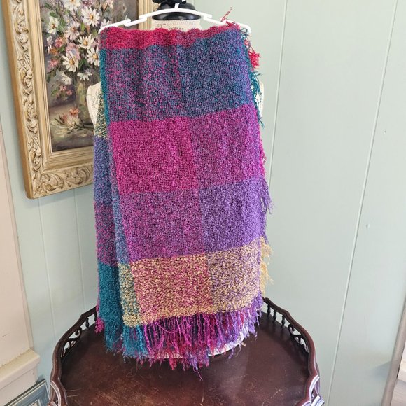 Cozy Woven Scarf Blanket with Fringe, Wrap, Shawl - Picture 6 of 7